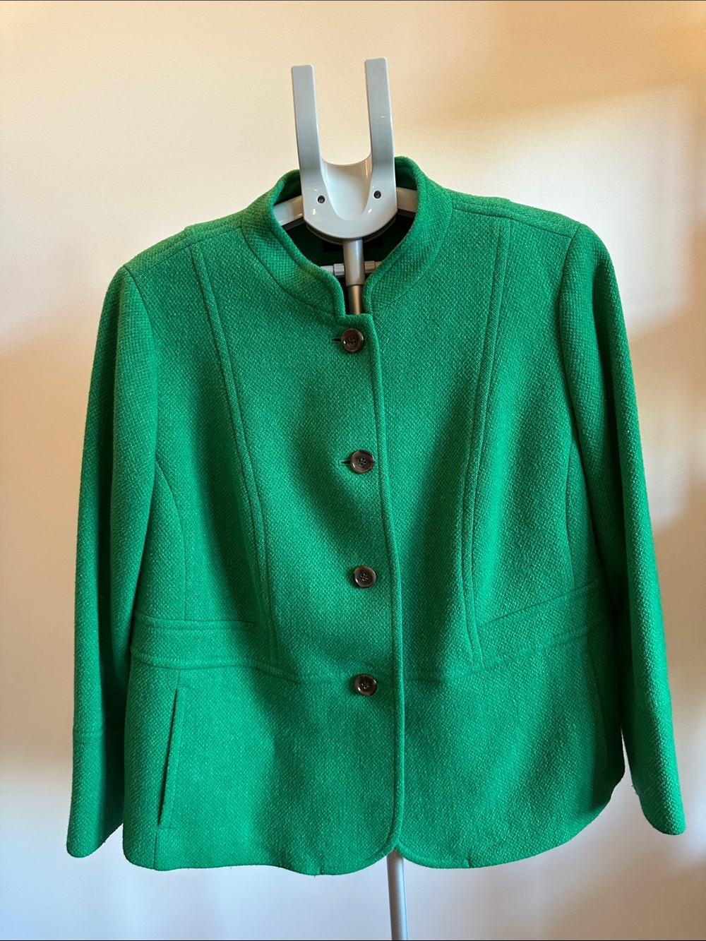 Talbots Emerald Green Stand-Collar Button Jacket